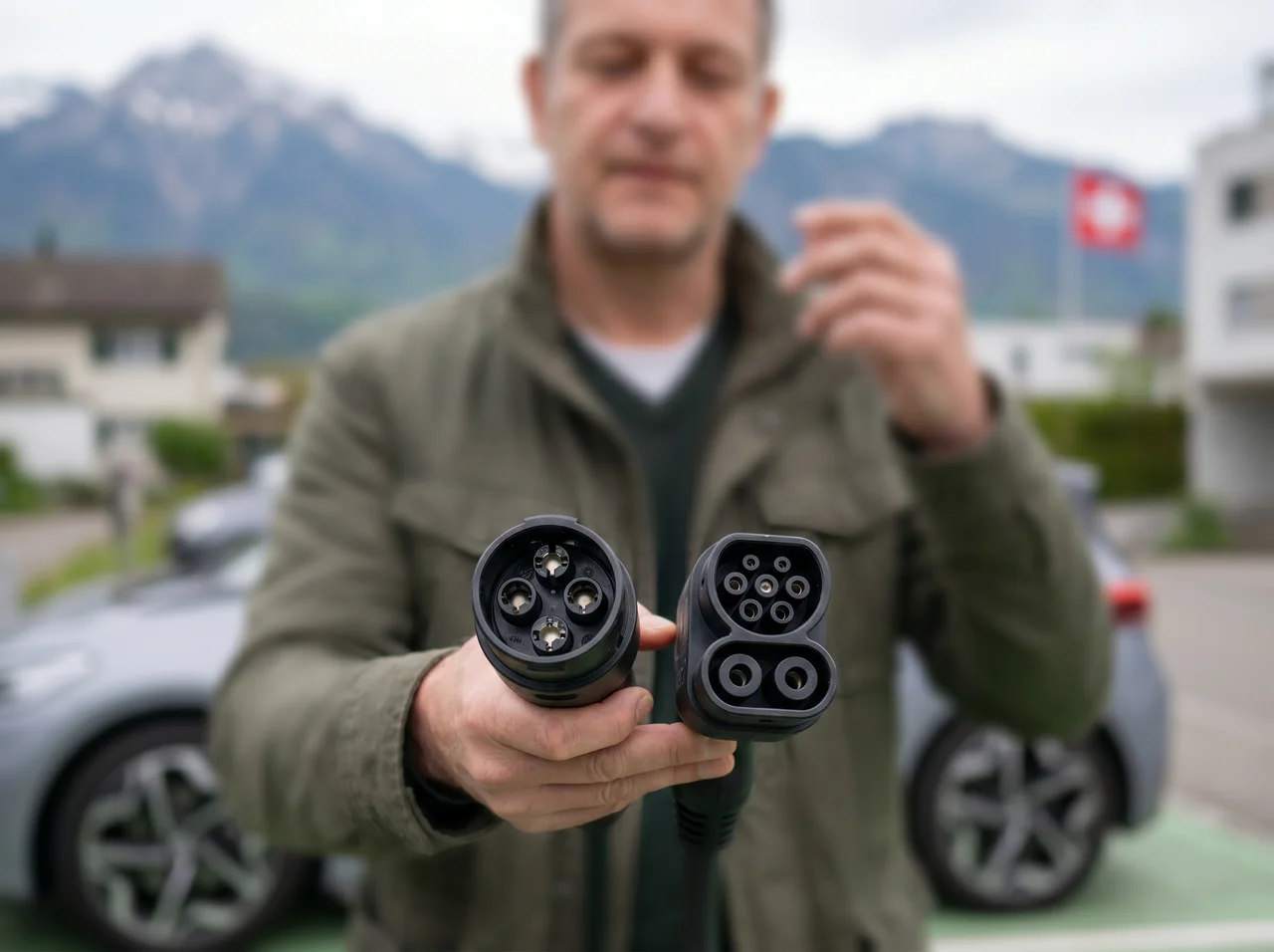 CCS- und Typ-2-Ladestecker für bidirektionales Laden in der Schweiz
