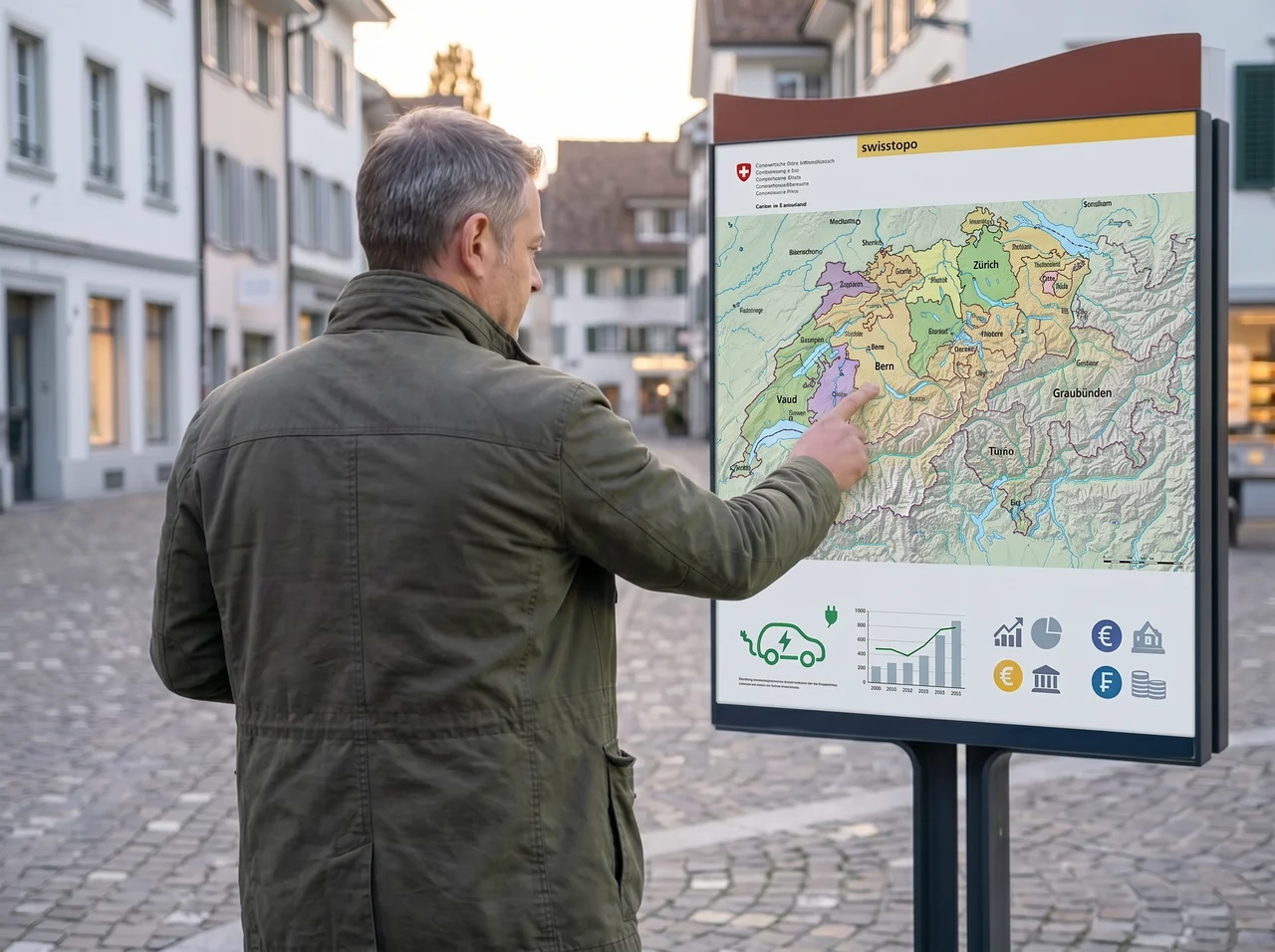 E-Auto-Fahrer an einer öffentlichen Ladesäule