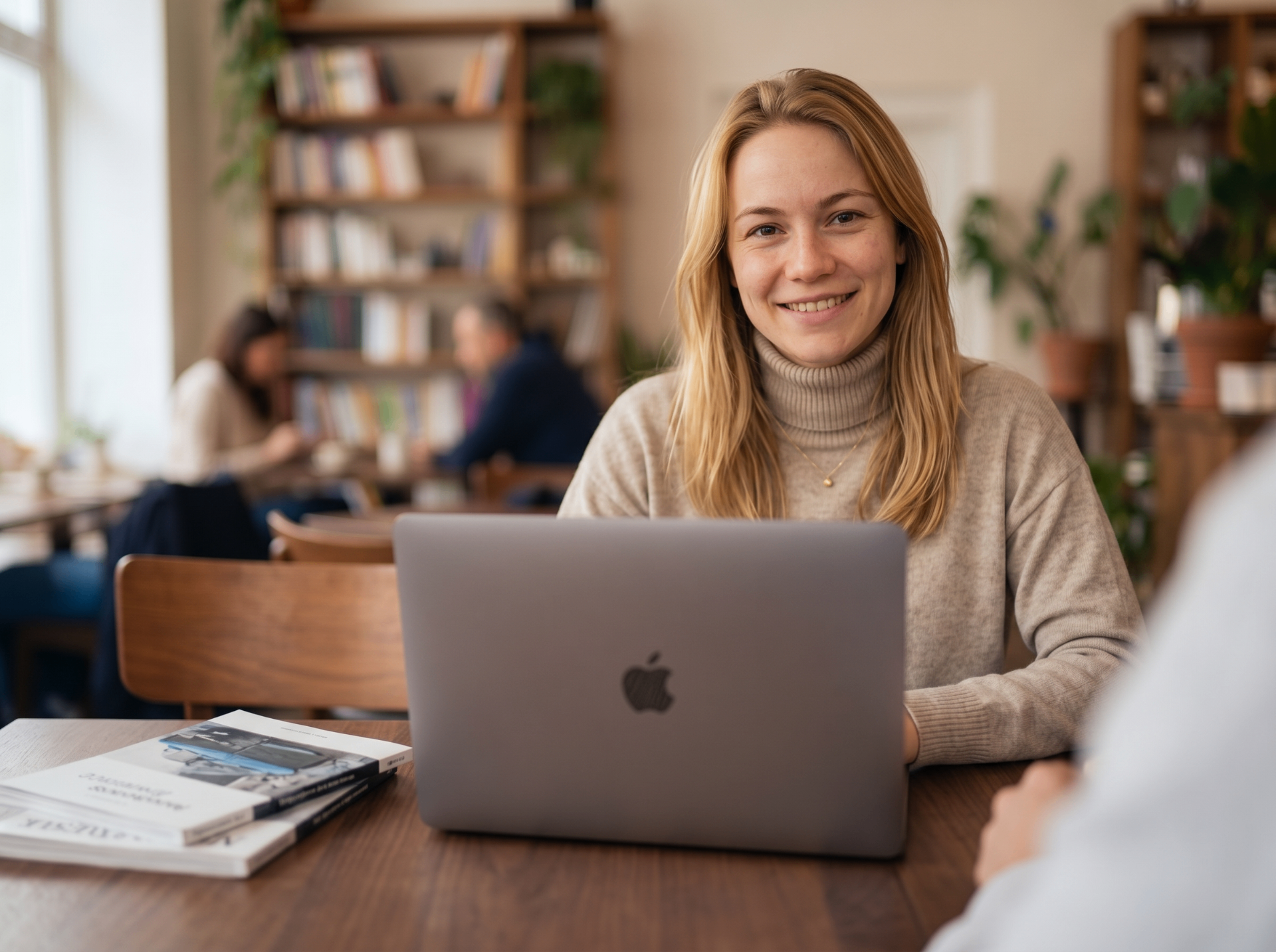 Kundin kauft Auto online über Laptop