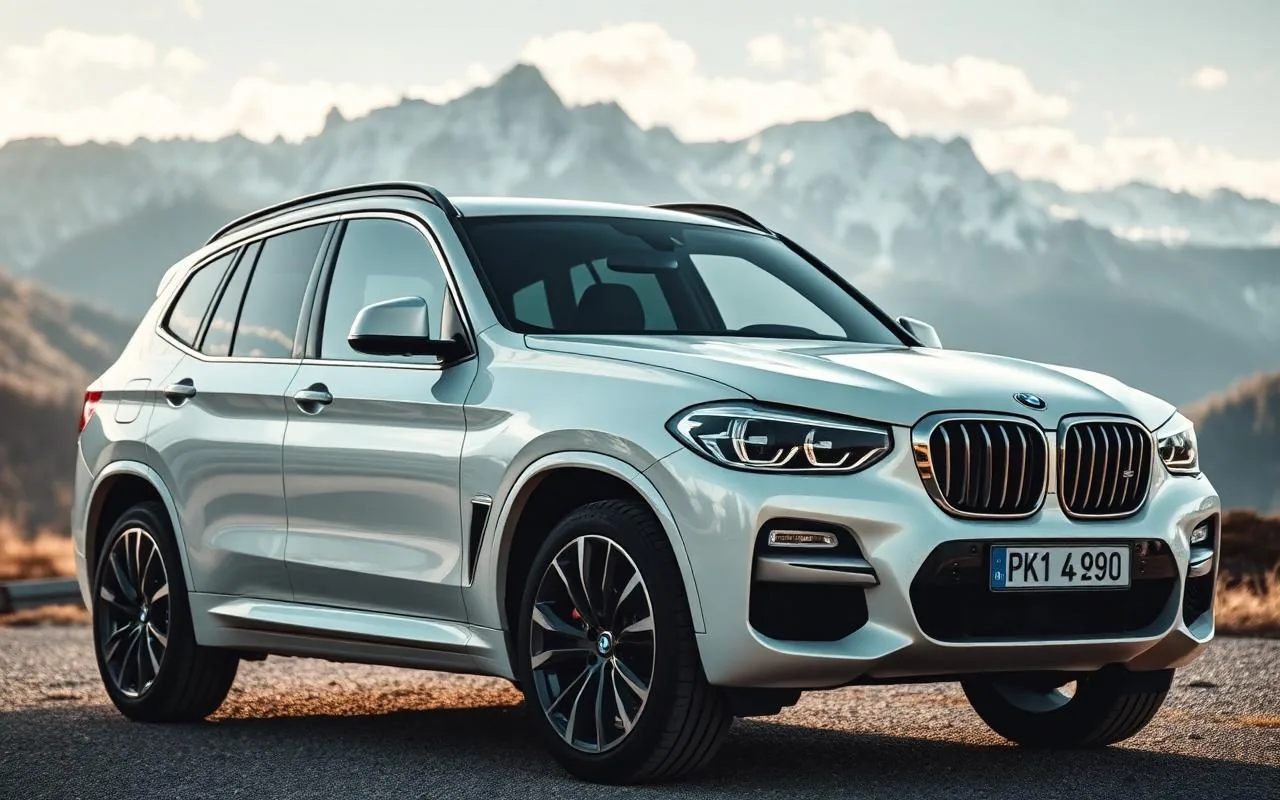 White BMW X3 in front of a Swiss mountain panorama